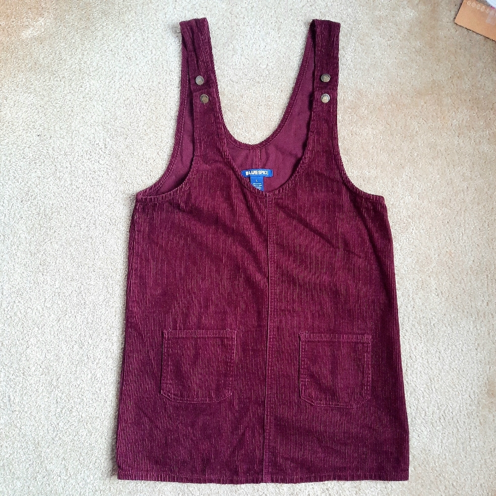 Blue Spice L Burgundy Corduroy Jumper Dress